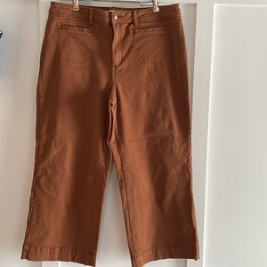 Brown cropped, wide leg jeans